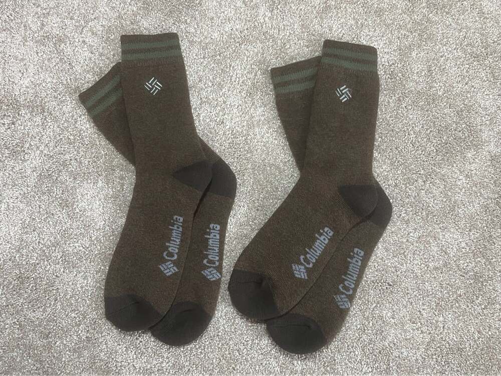 Columbia Men's Brown Thermal Fleece-Lined Crew Socks-2 pack-NEW